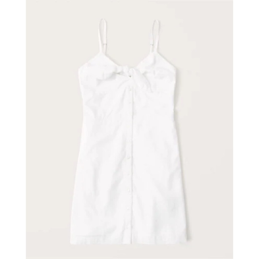 Tie-Front Button-Up Mini Dress